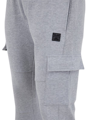 Veyle Multi-Pocket Cargo Style Cuffed Joggers in Light Grey Marl - Tokyo Laundry