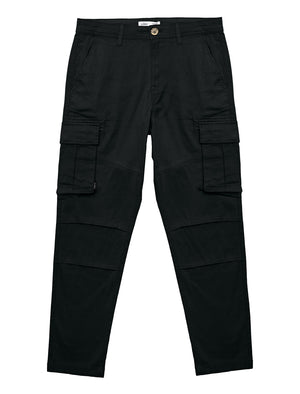 Ralston Stetch Cotton Twill Multi-Pocket Cargo Trousers In Anthracite Black - Tokyo Laundry