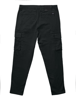 Ralston Stetch Cotton Twill Multi-Pocket Cargo Trousers In Anthracite Black - Tokyo Laundry