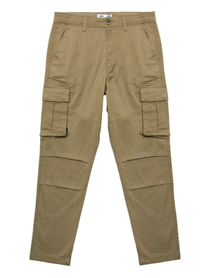 Ralston Stetch Cotton Twill Multi-Pocket Cargo Trousers In Chinchilla Stone - Tokyo Laundry