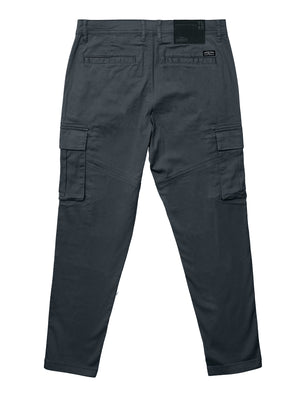 Ralston Stretch Cotton Twill Multi-Pocket Cargo Trousers In Gray Pinstripe - Tokyo Laundry