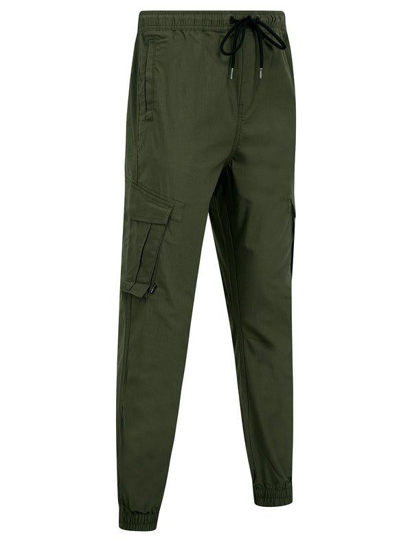 Fairbanks Stretch Cotton Blend Elastic Waist Multi-Pocket Cargo Trousers in Grape Leaf - Tokyo Laundry