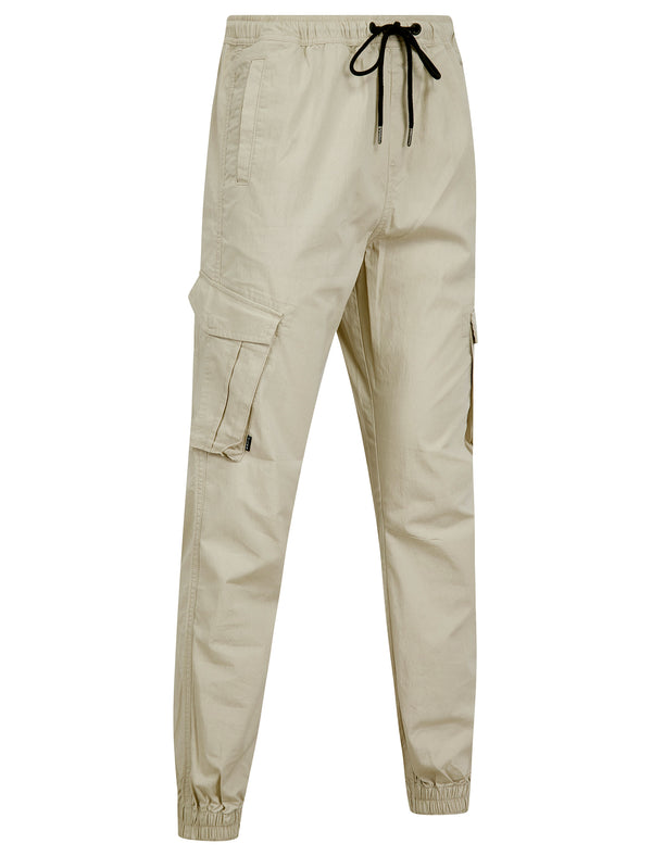 Fairbanks Stretch Cotton Blend Elastic Waist Multi-Pocket Cargo Trousers in Peyote Gray - Tokyo Laundry