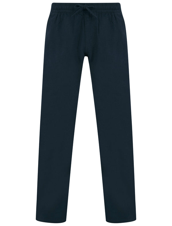 Renn Cotton Linen Comfort Fit Elasticated Waist Trousers in Sky Captain Navy - Tokyo Laundry