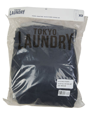 Underground (3 Pack) Basic Cotton Blend Brushback Fleece Joggers Set in Sky Captain Navy / Light Grey Marl / Jet Black - Tokyo Laundry