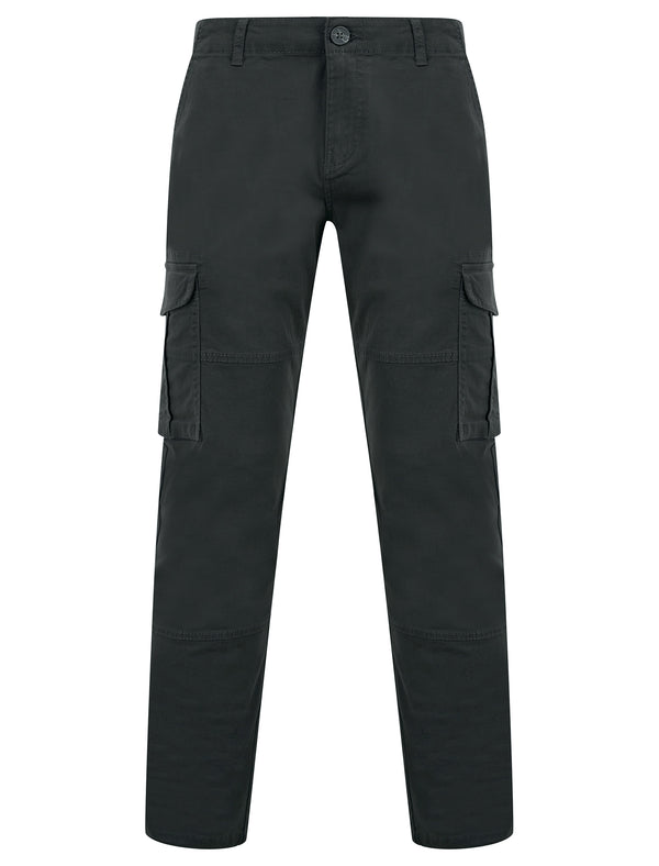 Whitehouse Stretch Cotton Twill Multi-Pocket Straight Leg Cargo Trousers in Raven Grey - Tokyo Laundry