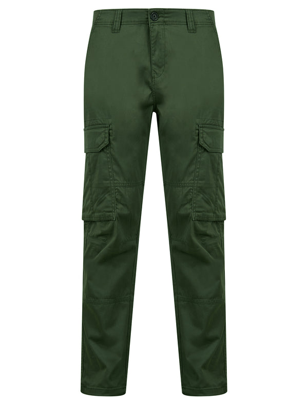 Highsmith Stretch Cotton Twill Multi-Pocket Straight Leg Cargo Trousers in Khaki - Tokyo Laundry