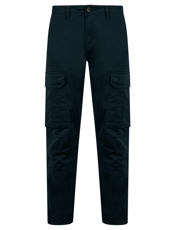 Highsmith Stretch Cotton Twill Multi-Pocket Straight Leg Cargo Trousers in Sky Captain Navy - Tokyo Laundry