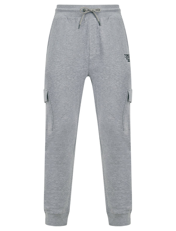 Collymore Multi-Pocket Cargo Style Cuffed Brushback Fleece Joggers in Light Grey Marl - Tokyo Laundry