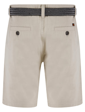 Gustavo Cotton Twill Chino Shorts with Woven Belt in Moonstruck - Tokyo Laundry