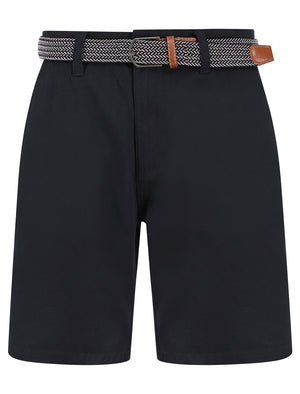 Gustavo Cotton Twill Chino Shorts with Woven Belt in Sky Captain Navy - Tokyo Laundry