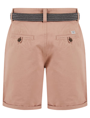 Sheringham Cotton Twill Chino Shorts With Woven Belt in Pink - Tokyo Laundry