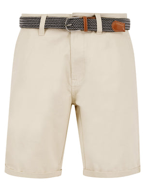 Sheringham Cotton Twill Chino Shorts With Woven Belt in French Oak - Tokyo Laundry