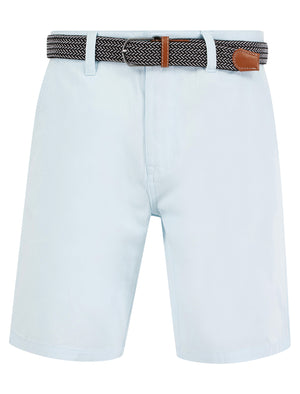 Cortez Cotton Twill Chino Shorts with Woven Belt in Ice Water  - Kensington Eastside