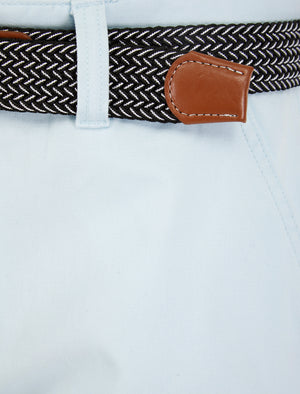 Cortez Cotton Twill Chino Shorts with Woven Belt in Ice Water  - Kensington Eastside