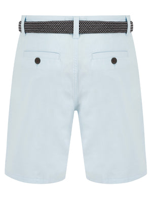 Cortez Cotton Twill Chino Shorts with Woven Belt in Ice Water  - Kensington Eastside