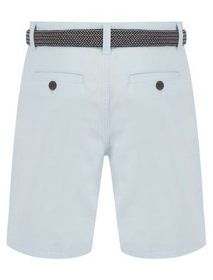 Cortez Cotton Twill Chino Shorts with Woven Belt in Ice Water  - Kensington Eastside