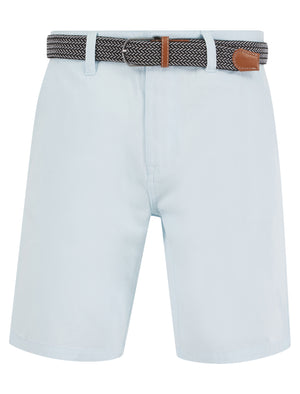 Cortez Cotton Twill Chino Shorts with Woven Belt in Ice Water  - Kensington Eastside