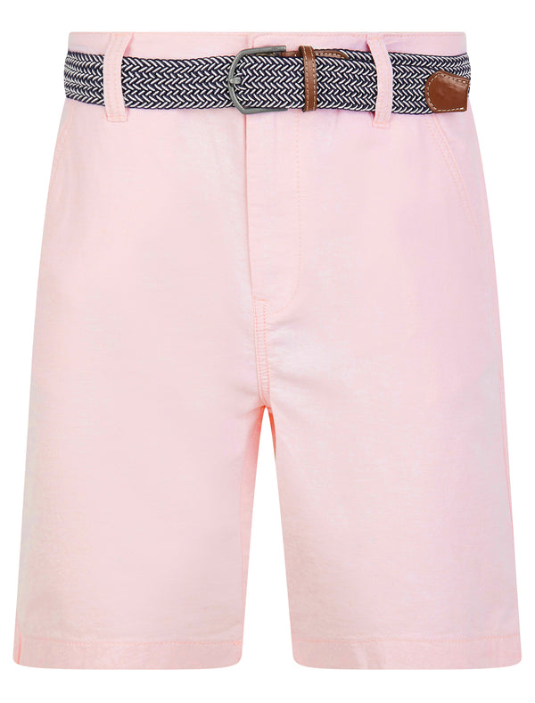 Armando 2 Cotton Chino Shorts with Woven Belt in Blushing Rose - Tokyo Laundry