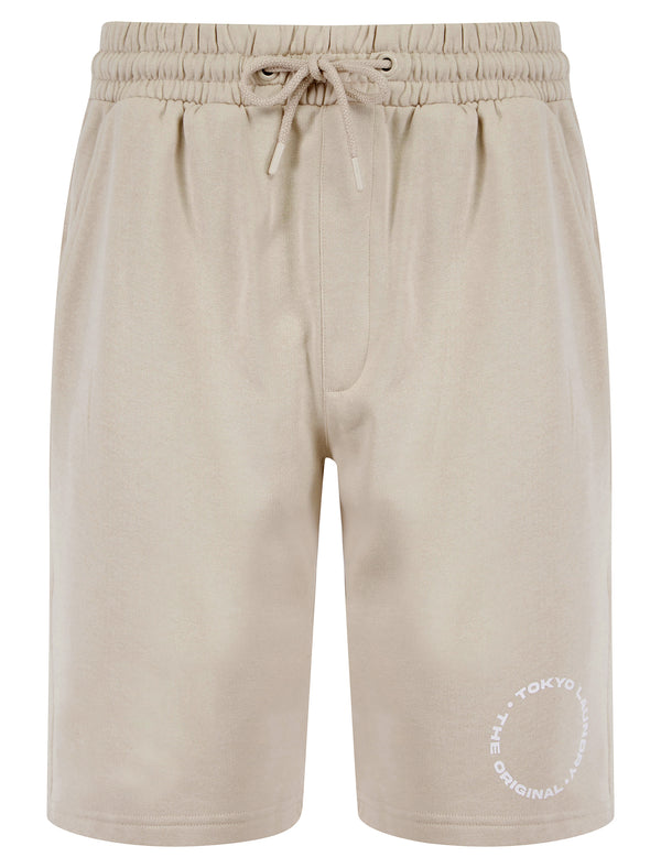 Kade Motif Brushback Fleece Jogger Shorts in Light Stone - Tokyo Laundry