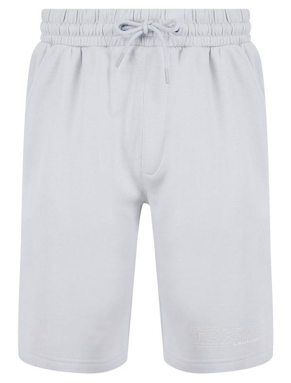 Brody Motif Brushback Fleece Jogger Shorts in Pale Blue - Tokyo Laundry