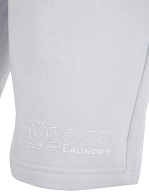 Brody Motif Brushback Fleece Jogger Shorts in Pale Blue - Tokyo Laundry