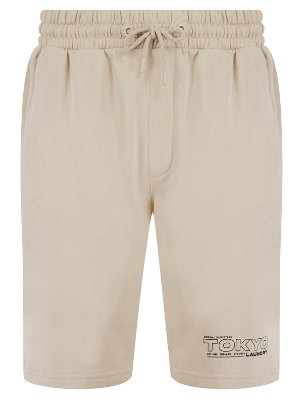 Brody Motif Brushback Fleece Jogger Shorts in Stone - Tokyo Laundry