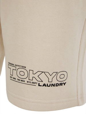 Kade Motif Brushback Fleece Jogger Shorts in Light Stone - Tokyo Laundry