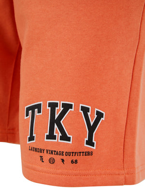 Refract Motif Brushback Fleece Jogger Shorts in Orange - Tokyo Laundry