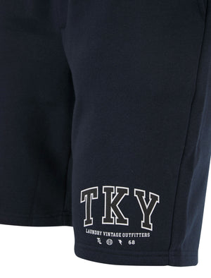 Refract Motif Brushback Fleece Jogger Shorts in Sky Captain Navy - Tokyo Laundry
