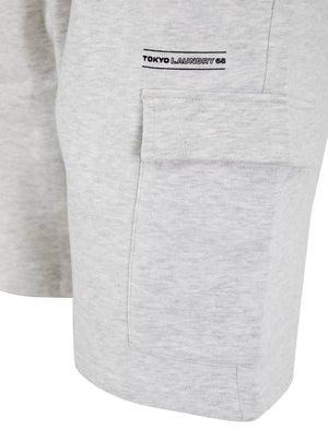 Valence Multi-Pocket Brushback Fleece Jogger Cargo Shorts in Ice Grey Marl - Tokyo Laundry