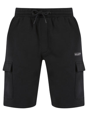 Valence Multi-Pocket Brushback Fleece Jogger Cargo Shorts in Jet Black - Tokyo Laundry