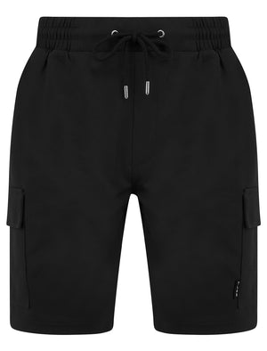 Brent Multi-Pocket Stretch Fabric Jogger Cargo Shorts in Jet Black - Tokyo Laundry