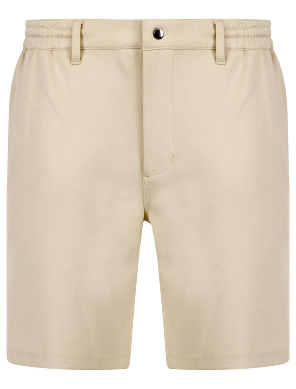 Voyage Stretch Fabric Jersey Chino Shorts in Natural - Tokyo Laundry