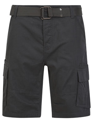 Positano Ripstop Cotton Cargo Shorts with Belt in Asphalt Grey - Tokyo Laundry