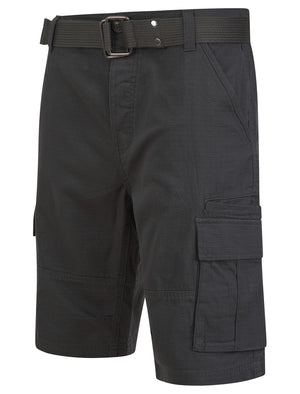 Positano Ripstop Cotton Cargo Shorts with Belt in Asphalt Grey - Tokyo Laundry