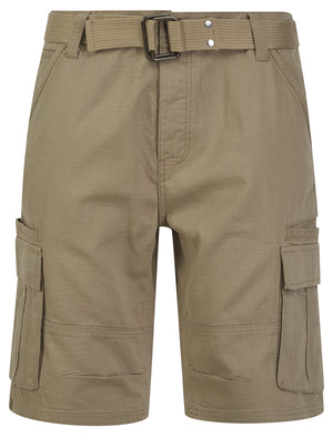 Positano Ripstop Cotton Cargo Shorts with Belt in Stone - Tokyo Laundry