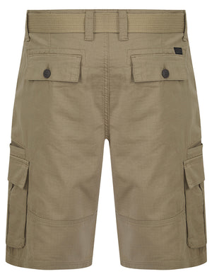 Positano Ripstop Cotton Cargo Shorts with Belt in Stone - Tokyo Laundry