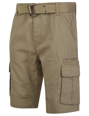 Positano Ripstop Cotton Cargo Shorts with Belt in Stone - Tokyo Laundry