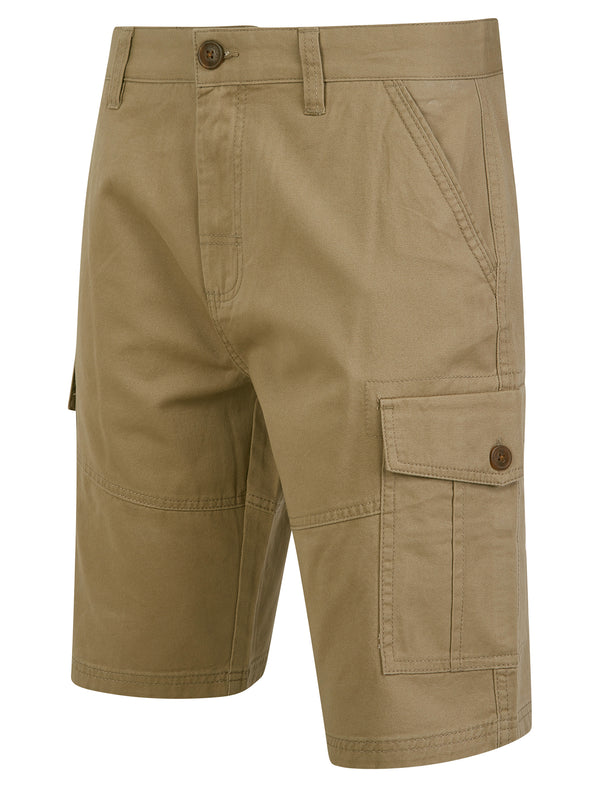 Marini Cotton Twill Cargo Shorts in Stone - Tokyo Laundry