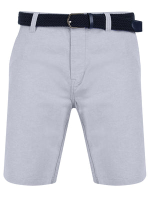 Armando Cotton Chino Shorts with Woven Belt in Pearl Blue - Tokyo Laundry