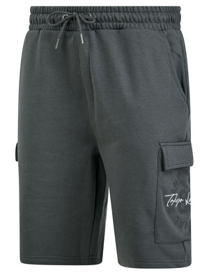 Carcle Multi-Pocket Brushback Fleece Jogger Cargo Shorts in Quiet Shade Grey - Tokyo Laundry