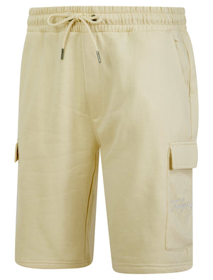 Carcle Multi-Pocket Brushback Fleece Jogger Cargo Shorts in Summer Sand - Tokyo Laundry