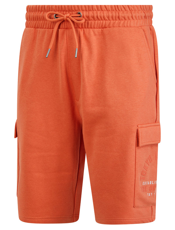 Lewes Multi-Pocket Brushback Fleece Jogger Cargo Shorts in Orange - Tokyo Laundry