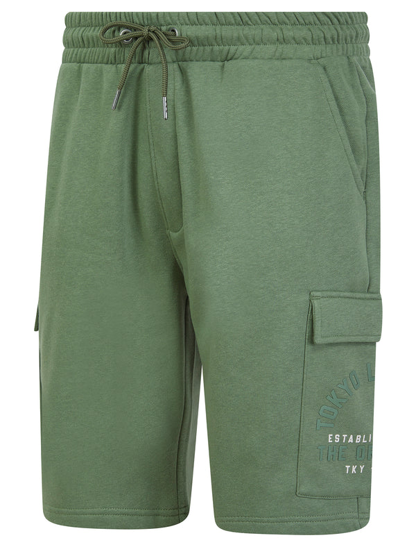 Lewes Multi-Pocket Brushback Fleece Jogger Cargo Shorts in Sea Spray Green - Tokyo Laundry