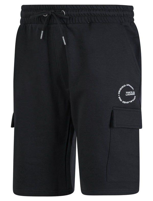 Layden Multi-Pocket Brushback Fleece Jogger Cargo Shorts in Sky Captain Navy - Tokyo Laundry