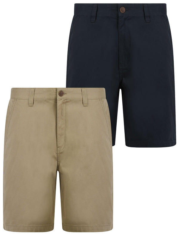 Elvio 2-Pack Cotton Twill Chino Shorts in Sky Captain Navy / Stone - Tokyo Laundry