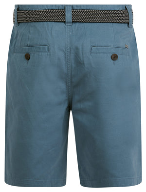 Mulligan Cotton Twill Chino Shorts with Woven Belt in China Blue - Kensington Eastside