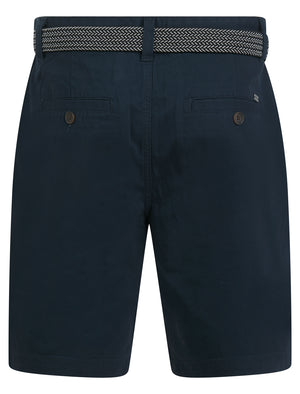 Mulligan Cotton Twill Chino Shorts with Woven Belt in Sky Captain Navy - Kensington Eastside