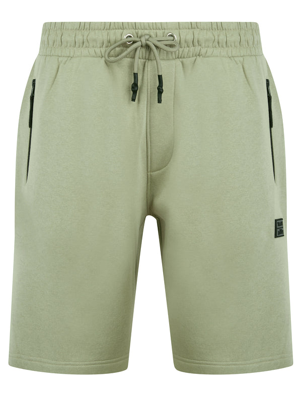 Tarou Brushback Fleece Jogger Shorts with Zip Pockets in Seagrass - Tokyo Laundry